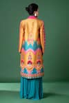 Shop_Siddhartha Bansal_Multi Color Silk Taffeta Embroidery Day Art And Print Long Coat With Flared Pant_at_Aza_Fashions