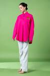 Buy_Siddhartha Bansal_Pink 100% Cotton Embroidery Heart Mandarin Collar Oversized Shirt_at_Aza_Fashions