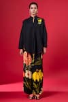 Siddhartha Bansal_Black Cotton Print Night Bloom Mandarin Sunflower Embroidered Shirt With Pant _Online_at_Aza_Fashions