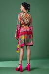 Shop_Siddhartha Bansal_Multi Color Rayon Twill Printed Floral V Neck And Abstract Wrap Dress With Belt _at_Aza_Fashions