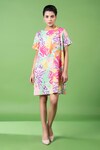 Buy_Siddhartha Bansal_Multi Color Cotton Satin Embellished Animal Round Pattern Dress_at_Aza_Fashions