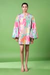 Buy_Siddhartha Bansal_Multi Color Silk Taffeta Embellished Animal Round Pattern Dress_at_Aza_Fashions