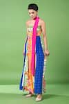 Siddhartha Bansal_Multi Color Pure Cepe Floral Straight Patterned Strapless Slit Dress_Online_at_Aza_Fashions