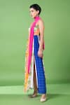 Buy_Siddhartha Bansal_Multi Color Pure Cepe Floral Straight Patterned Strapless Slit Dress_Online_at_Aza_Fashions