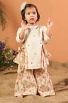 Buy_CUTE COUTURE_Beige Kurta Flex And Printed Floral Panelled & Sharara Set _at_Aza_Fashions