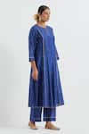 Buy_Ikshita Choudhary_Blue Chanderi Embellished Sequin Round Kurta Pant Set _Online_at_Aza_Fashions