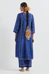 Shop_Ikshita Choudhary_Blue Chanderi Embellished Sequin Round Kurta Pant Set _at_Aza_Fashions