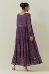 Shop_Ikshita Choudhary_Purple Light Chanderi Block Print Dot Keyhole Floral Anarkali Churidar Set _at_Aza_Fashions