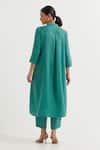 Shop_TIC_Green Cotton Slub Plain Collared Neck Victoria Straight Kurta With Pant _at_Aza_Fashions