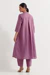 Shop_TIC_Purple Cotton Slub Plain Collared Neck Victoria A-line Kurta With Pant_at_Aza_Fashions