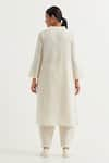 Shop_TIC_White Cotton Slub Plain Stand Collar Boyfriend Straight Kurta With Pant _at_Aza_Fashions