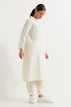 Buy_TIC_White Cotton Slub Plain Stand Collar Boyfriend Straight Kurta With Pant _Online_at_Aza_Fashions