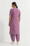 Shop_TIC_Purple Cotton Slub Plain Round Neck Joanna Kurta With Straight Pant _at_Aza_Fashions