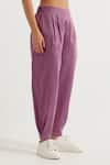 TIC_Purple Cotton Slub Plain Round Neck Joanna Kurta With Straight Pant _Online_at_Aza_Fashions