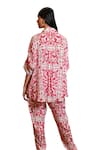 Sajeda A Lehry_Pink Silk Crepe Digital Printed Floral Collared Athena Greek Shirt With Pant _Online_at_Aza_Fashions