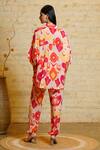 Shop_Sajeda A Lehry_Pink Silk Crepe Digital Printed Ikkat Collared Shirt With Pant _at_Aza_Fashions