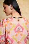 Shop_Sajeda A Lehry_Pink Silk Crepe Digital Divya Lotus Sequin Embroidered Peplum Kurta Sharara Set _at_Aza_Fashions