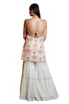 Sajeda A Lehry_Ivory Silk Crepe Digital Printed Sana Lotus Sequin Embroidered Kurta Sharara Set _Online_at_Aza_Fashions