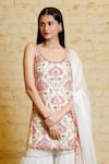 Buy_Sajeda A Lehry_Ivory Silk Crepe Digital Printed Sana Lotus Sequin Embroidered Kurta Sharara Set _Online_at_Aza_Fashions