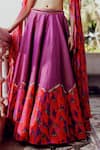 17:17 by Simmi Saboo_Purple Tabby Print Chilli Round Neck Charlie Kali Lehenga With Blouse_at_Aza_Fashions