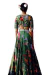 Buy_17:17 by Simmi Saboo_Green Tabby Print Trible Floral Round Neck Vamika Lehenga Set 