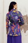 Shop_17:17 by Simmi Saboo_Blue Chanderi Silk Print Zuri Trible Blazer And Draped Skirt Set_at_Aza_Fashions