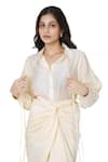 Komal Shah_Cream Chanderi Solid Collar Neck Plain Shirt With Draped Skirt _Online_at_Aza_Fashions