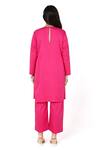 Shop_Komal Shah_Pink Cotton Satin High Neck Side Gathered Kurta With Pant _at_Aza_Fashions