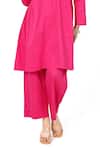 Komal Shah_Pink Cotton Satin High Neck Side Gathered Kurta With Pant _Online_at_Aza_Fashions