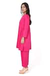 Shop_Komal Shah_Pink Cotton Satin High Neck Side Gathered Kurta With Pant _Online_at_Aza_Fashions