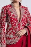 Shop_JAYANTI REDDY_Red Embroidered Zardozi Stand Collar Floral Jacket _Online_at_Aza_Fashions