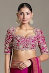 Buy_JAYANTI REDDY_Pink Embroidered Floral Sweetheart Zardozi Blouse _at_Aza_Fashions