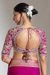 Shop_JAYANTI REDDY_Pink Embroidered Floral Sweetheart Zardozi Blouse _at_Aza_Fashions