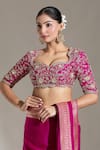 JAYANTI REDDY_Pink Embroidered Floral Sweetheart Zardozi Blouse _Online_at_Aza_Fashions