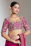 Buy_JAYANTI REDDY_Pink Embroidered Floral Sweetheart Zardozi Blouse _Online_at_Aza_Fashions