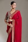 JAYANTI REDDY_Red Woven Banaras Border Plain Saree _at_Aza_Fashions