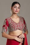 Buy_JAYANTI REDDY_Red Embroidered Floral Sweetheart Zardozi Blouse _Online_at_Aza_Fashions