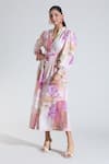 Buy_Pankaj & Nidhi_Multi Color Printed Floral Mandarin Shirt Dress_Online_at_Aza_Fashions