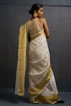 Shop_Rouka by Sreejith Jeevan_Ivory Cotton Kasavu Saree With Unstitched Blouse Piece _at_Aza_Fashions