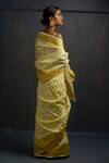 Shop_Rouka by Sreejith Jeevan_Yellow Cotton Kasavu Saree With Unstitched Blouse Piece _at_Aza_Fashions