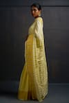 Rouka by Sreejith Jeevan_Yellow Cotton Kasavu Saree With Unstitched Blouse Piece _Online_at_Aza_Fashions