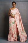 Buy_Rouka by Sreejith Jeevan_Peach Silk Embroidered Floral Saree With Unstitched Blouse Piece _at_Aza_Fashions