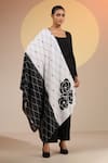 Shop_Dusala_Black Embroidery Kiral Floral Pattern Scarf _at_Aza_Fashions