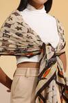 Dusala_Multi Color Embroidery Tara Mandala Pattern Scarf _Online_at_Aza_Fashions