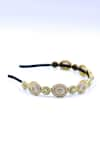 Buy_Foot Fuel_Gold Beads Embellished Circular Carved Brooch Hairband _Online_at_Aza_Fashions