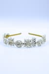Buy_Foot Fuel_Gold Crystals, Beads Embellished Geometric Carved Brooch Hairband _at_Aza_Fashions