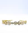 Shop_Foot Fuel_Gold Beads Embellished Geometric Carved Brooch Hairband _at_Aza_Fashions