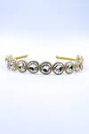 Foot Fuel_Gold Crystals, Beads Embellished Circular Carved Brooch Hairband _Online_at_Aza_Fashions