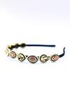 Foot Fuel_Gold Beads, Crystals Embellished Geometric Carved Brooch Hairband _Online_at_Aza_Fashions