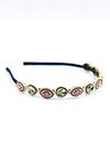 Buy_Foot Fuel_Gold Beads, Crystals Embellished Geometric Carved Brooch Hairband _Online_at_Aza_Fashions